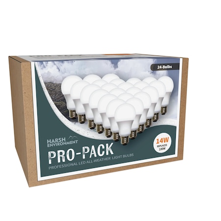 Miracle Led LED Harsh Environment Pro-Pack 14W Replaces 120W, Shatter Resistant All Weather Lightbulb, 24PK 801688